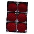 thumbnail image 2 of 6 bolas navideñas de 3 pulgadas con flocado, colgantes decorativos versátiles para decoración navideña, accesorios para fiestas en hogar. Rojo, 2 of 8