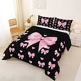 thumbnail image 2 of Erosebridal Pink Bow Tie Full Size Comforter Sets For Girls,Cute Heart Pattern Kids Bedding Sets,Black Reversible,3-Piece, 2 of 7