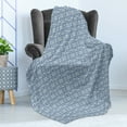 thumbnail image 4 of Damask Soft Flannel Fleece Throw Blanket, Symmetrical Flowers and Curls Wavy Lines Old Ornamental Curves Tile, Cozy Plush for Indoor and Outdoor Use, 60" x 80", Slate Blue Ivory, by Ambesonne, 4 of 5