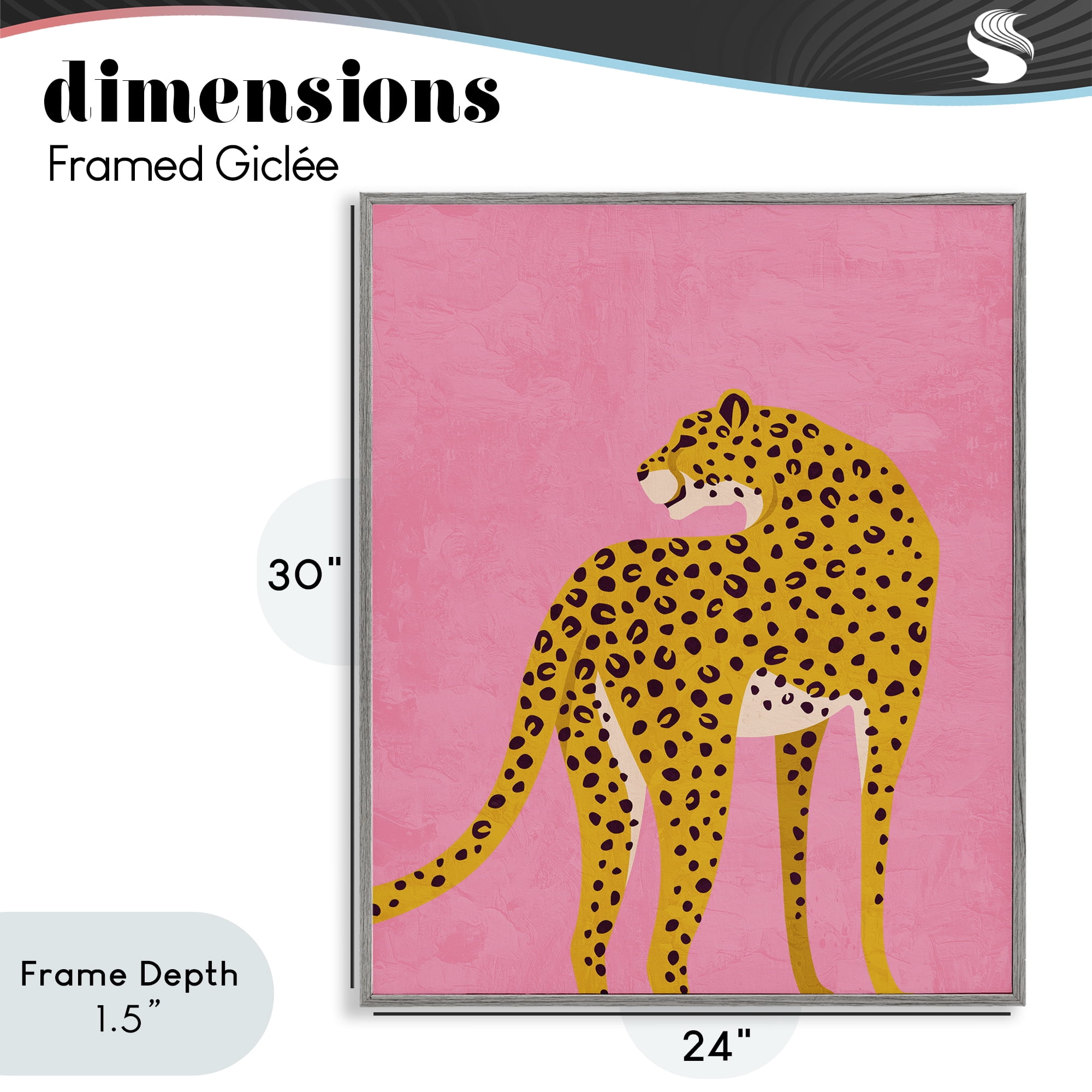 Stupell Industries Leopard on Pink Serenade Gray Framed Giclee Art, design by Kim Allen