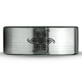 thumbnail image 2 of Tungsten Boho Flower Circle Band Ring 8mm Men Women Comfort Fit Brushed Gray Flat Cut Black Polished, 2 of 4