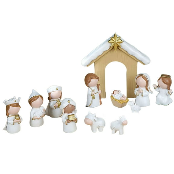 Christmas Nativity Figurines Resin Manger Holy Family Nativity Scenes Statue for Xmases Indoor Home Table Decorations