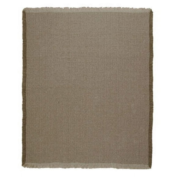 Simply Home Khaki Fringed Afghan Throw Blanket 60" x 50"