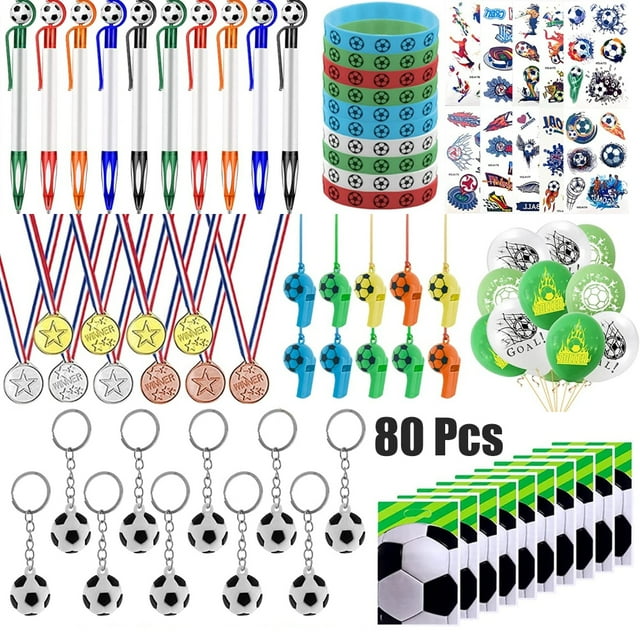 Soccer 80/122Pcs Football Match Soccer Toys Set Stickers Key Chains Bracelets Fans Cheering Props For Sports Competition Games