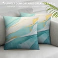 thumbnail image 3 of QZHH  Marble Texture Turquoise and Gold Silver Decorative Throw Pillow Covers Luxury Abstract Fluid Art Ink Soft  Pillow Case Square Cushion Covers for Couch Sofa, 3 of 5