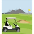 thumbnail image 3 of Golf Course Scene Duvet Cover Set, Cartoon Landscape with Car Field Mountains and Flag Print, Decorative 3 Piece Bedding Set with 2 Pillow Shams, King Size, Lime Green Multicolor, by Ambesonne, 3 of 3