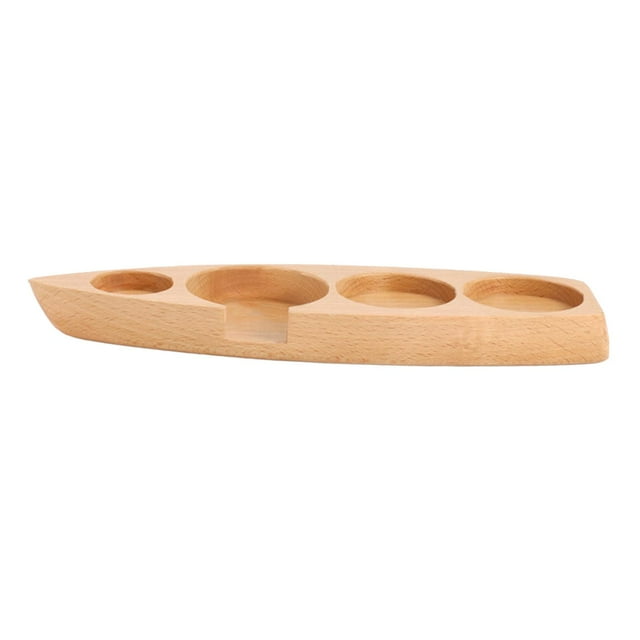 DOLITY Coffee Tamper Holder Countertop Boat Shape Espresso Station for Coffee Accessory Beech 51mm
