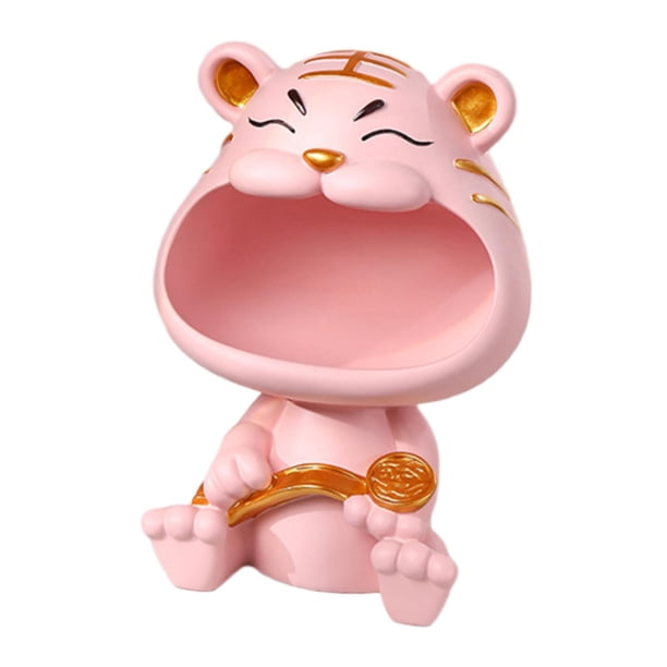 Figura de resina con forma de animal para guardar llaves, ideal para el hogar y el escritorio. Rosa