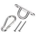 thumbnail image 1 of Unique Bargains Ceiling Hooks 304 Stainless Steel 60x20mm Oval Plate U Shape Hooks 2Pack, 1 of 5