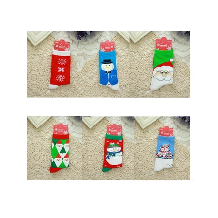 - Set of 6 Pack Christmas House Felt Christmas Character Stockings Winter Party Sock for Women Girls 8.26 inch