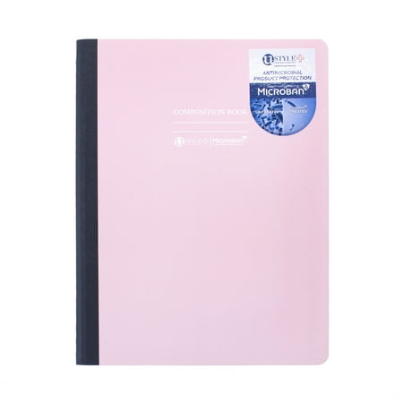 U Style Antimicrobial Composition Book with Microban®, Wide Rule, 100 Sheets, Pink