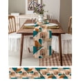 thumbnail image 3 of Table Runner Dresser Scarves 60 Inch Long, Mid Century Abstract Geometric Art Linen Dining Table Runners Botanical Leaves Stripes Arches Tabletop Scarf for Wedding Holiday Party Kitchen, 3 of 7