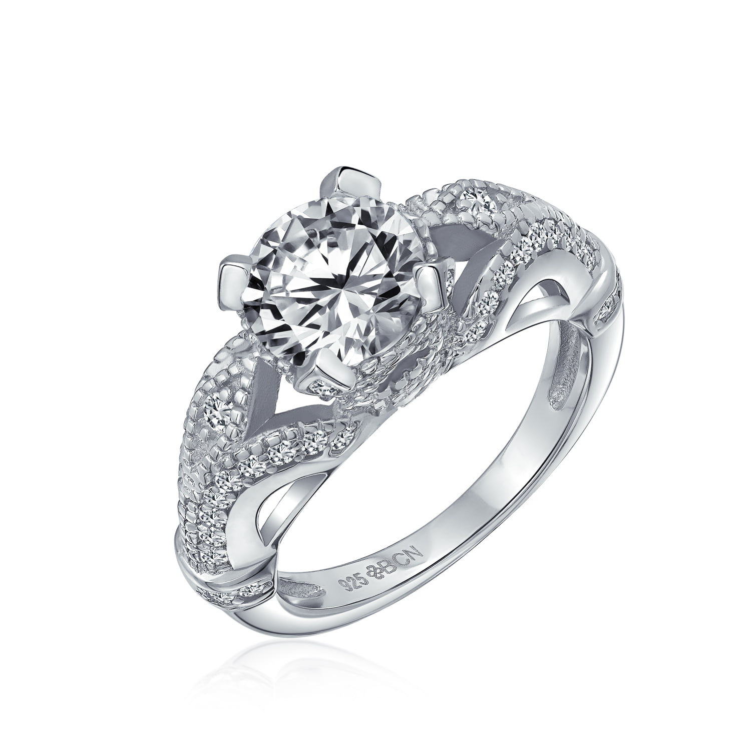 925 Sterling Silver Plated Princess & Round Cut Black CZ Diamond Solitaire With Accents Engagement Wedding Ring 925 Sterling Silver Plated Princess & Round Cut Black CZ Diamond Solitaire With Accents Engagement Wedding Ring