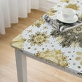 thumbnail image 4 of HAOXIT square Christmas Tablecloth Gold Print Winter Holiday Decoration White Decorative Washable Polyester Table Cloth for Party Dinner Home Kitchen Decor 60''x60'', 4 of 7