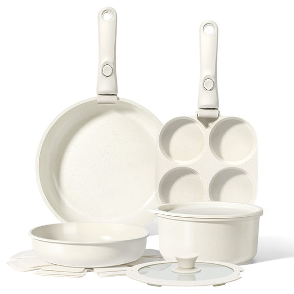 Gipp 11pcs Ceramic Cookware Sets, Pots and Pans Set Non Stick with Removable Handle, Oven & Dishwasher Safe,Induction Cookware