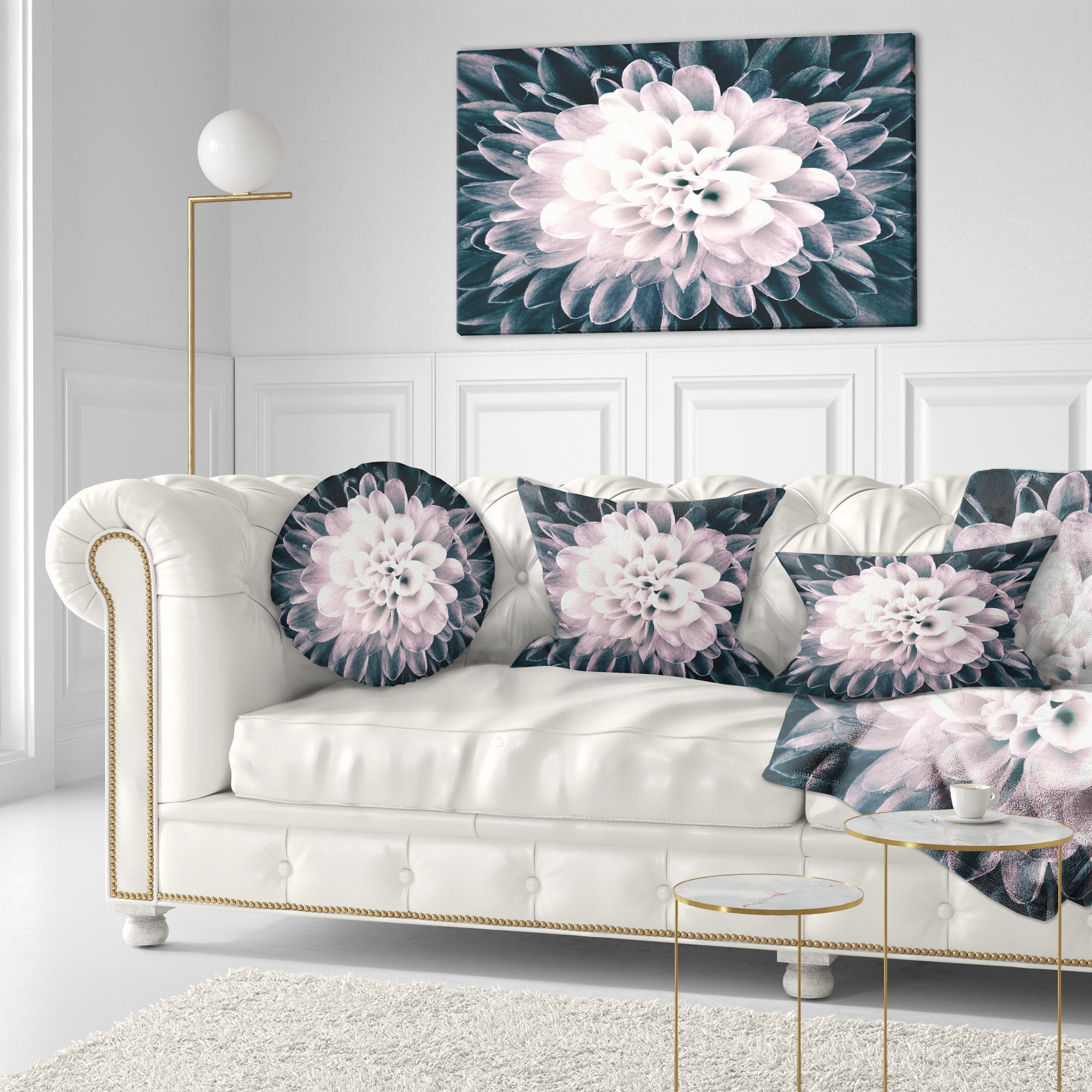 Designart Macro Chrysanthemum Flower - Flowers Throw Pillowwork - 12x20