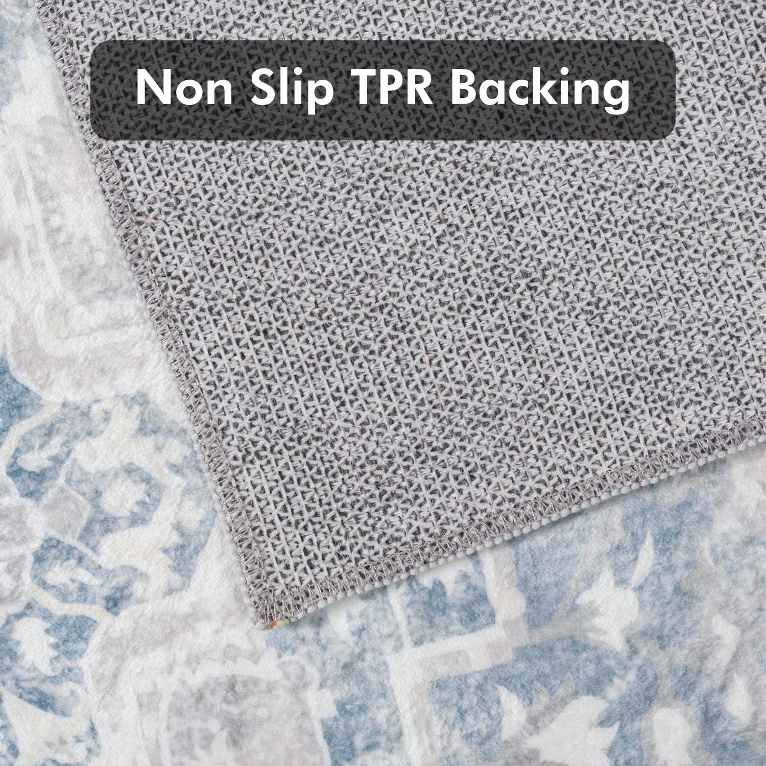 SIXHOME Area Rug 6'x9' Soft Washable Rugs for Living Room Non Slip Carpet Vintage Medallion Bedroom Indoor Floor Rugs Distressed Blue and Cream