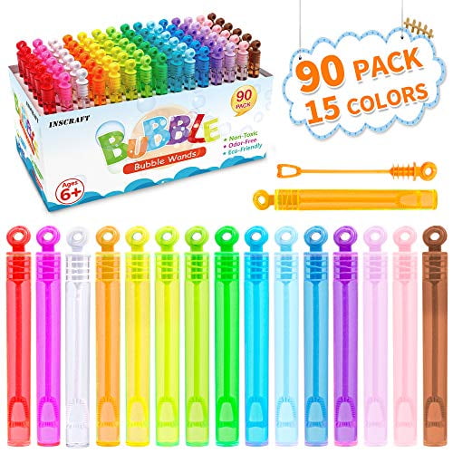 Bubble Wand, 90 Pack Mini Bubble Wands Bulk 15 Colors for Summer Toys