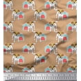 thumbnail image 1 of Soimoi Polyester Crepe Fabric Hut & Jack Russell Terrier Dog Decor Fabric Printed Yard 52 Inch Wide, 1 of 1