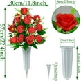 thumbnail image 3 of Artificial Cemetery Flowers, Set of Artificial Rose Bouquet Graveyard Memorial Flowers with Vase for Cemetery Headstones Decoration (Red-Pcs), 3 of 5