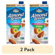 (2 pack) Almond Breeze Shelf-Stable Unsweetened Original Dairy-Free Almondmilk, 32 oz
