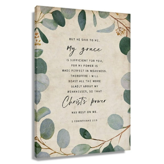 2 Corinthians 12 9 Wall Art Bible Verse Vintage Posters Room Prints Wall Decor For Living Room Canvas Paintings Framed 20x30 in