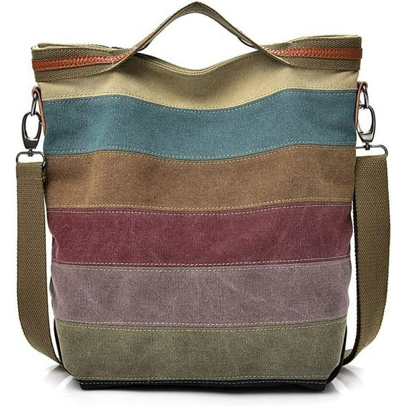 Hobo Tote Bag for Women Top Handle Shoulder Bag Multi Color Canvas Crossbody Bag Large Capacity Handbag Casual Purse