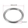thumbnail image 2 of Welded O Ring, 60 x 6mm Strapping Round Rings Stainless Steel 8 pcs, 2 of 5
