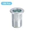 thumbnail image 3 of Unique Bargains 1/4-20 Rivet Nuts, 100 Pack Zinc Plated Carbon Steel Knurled Flat Head Threaded Insert Nuts for Metal, Plastic, 3 of 5