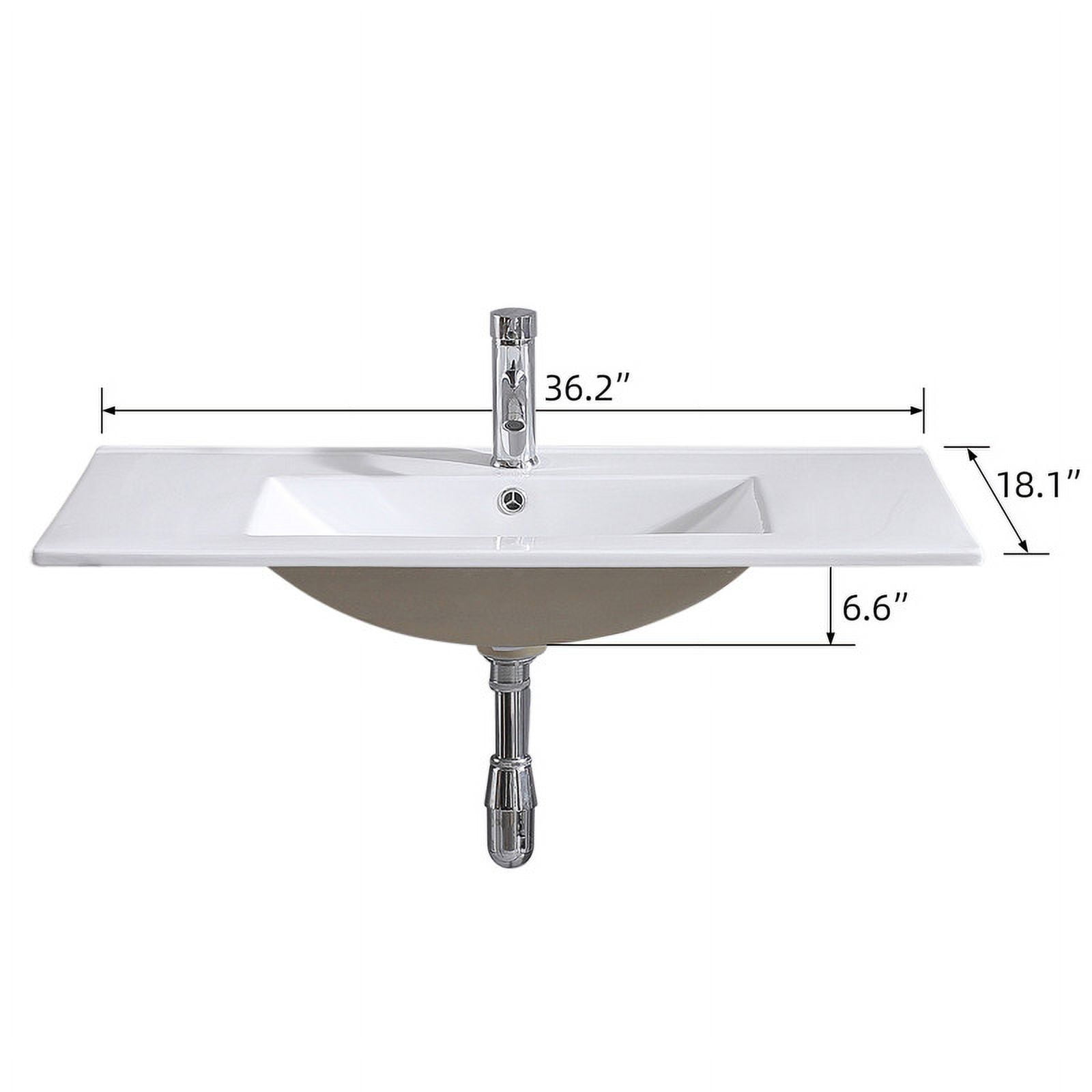 Walsport 36" Luxurious Bathroom Vanity with Sink Top, Modern Bathroom Vanities with 2-Door and 5 Drawers Cabinet , Solid Wood Bathroom Cabinet with Undermount Ceramic Sink, White
