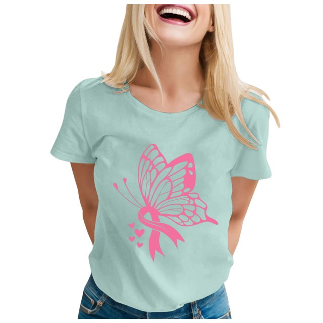 TSADFHJI Hauts pour Femmes 2TG T-Shirt Imprimé à Manches Courtes Col Rond Blouse m Vert Menthe