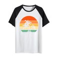thumbnail image 3 of Gibobby Playera de Verano para Mujer Top manga raglán manga corta con cuello redondo suelto con estampado árbol informal para mujer(Blanco,M), 3 of 4