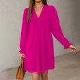 thumbnail image 4 of Womens Casual Dress A-Line Ruffle Sleeve V Neck Midi Dress Fashion Pleated Flowy Sundress Loose Shirt Dresses navy blue XL, 4 of 4