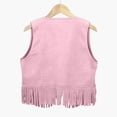 thumbnail image 4 of newwalpole Baby Girls Faux Suede Tassel Vest Western Cowgirls Fringe Waistcoat Hippie Cardigan Jacket(Pink,6-12 Months), 4 of 4
