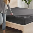 thumbnail image 5 of Sheet has Zipper Fitted Sheet, (Olympic Queen Size 66x80) 15 Inch Deep Pocket, 100% Egyptian Cotton, 800 TC, Solid Dark Grey Color., 5 of 10