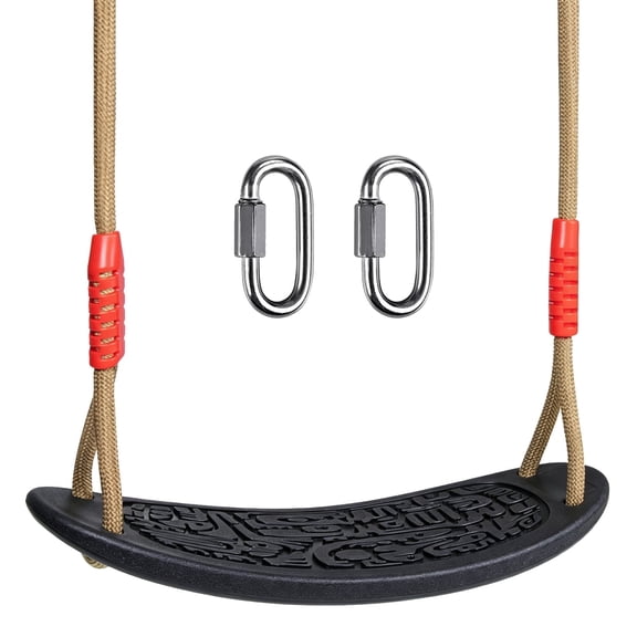 Celawork Kids Plastic Swing Seat, Tree Swing Set Accessories with Adjustable Rope and 2 Carabiners for Indoor Outdoor Backyard Playground, Black