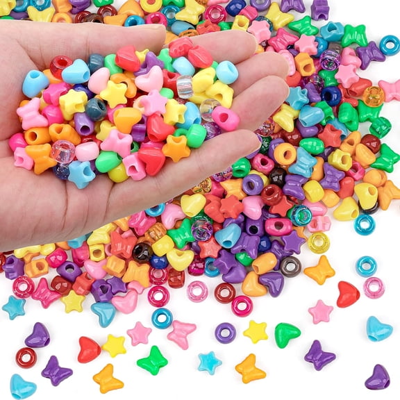 Genreen 1000 PCS Pony Beads Shapes for Bracelet, Jewelry Making,Friendship Bracelets Colourful Plastic 6x9mm Multi-Colored Fall Beads for DIY Bracelet Necklace Party Decoration Supplies