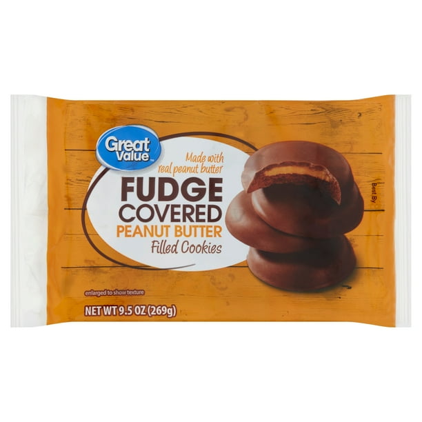 Great Value FudgeCovered Peanut ButterFilled Cookies, 9.5 oz