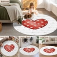 thumbnail image 5 of Round Rug 5Ft Washable Non-Slip, Valentine's Day Circle Area Rugs for Living Room Bedroom, Red Love Polka Dots Lines Minimalist Indoor Floor Mats Carpet Runner for Home Decor Aesthetic, 5 of 8