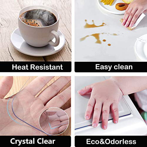 22x44 inch Transparent Coffee Table Protector Plastic PVC Tablecloths for End Side Sofa Buffet Table Top Topper Oil Heat Resistant Easy Clean Wipeable Vinyl Rectanglar Refrigerator Top Protector Clear