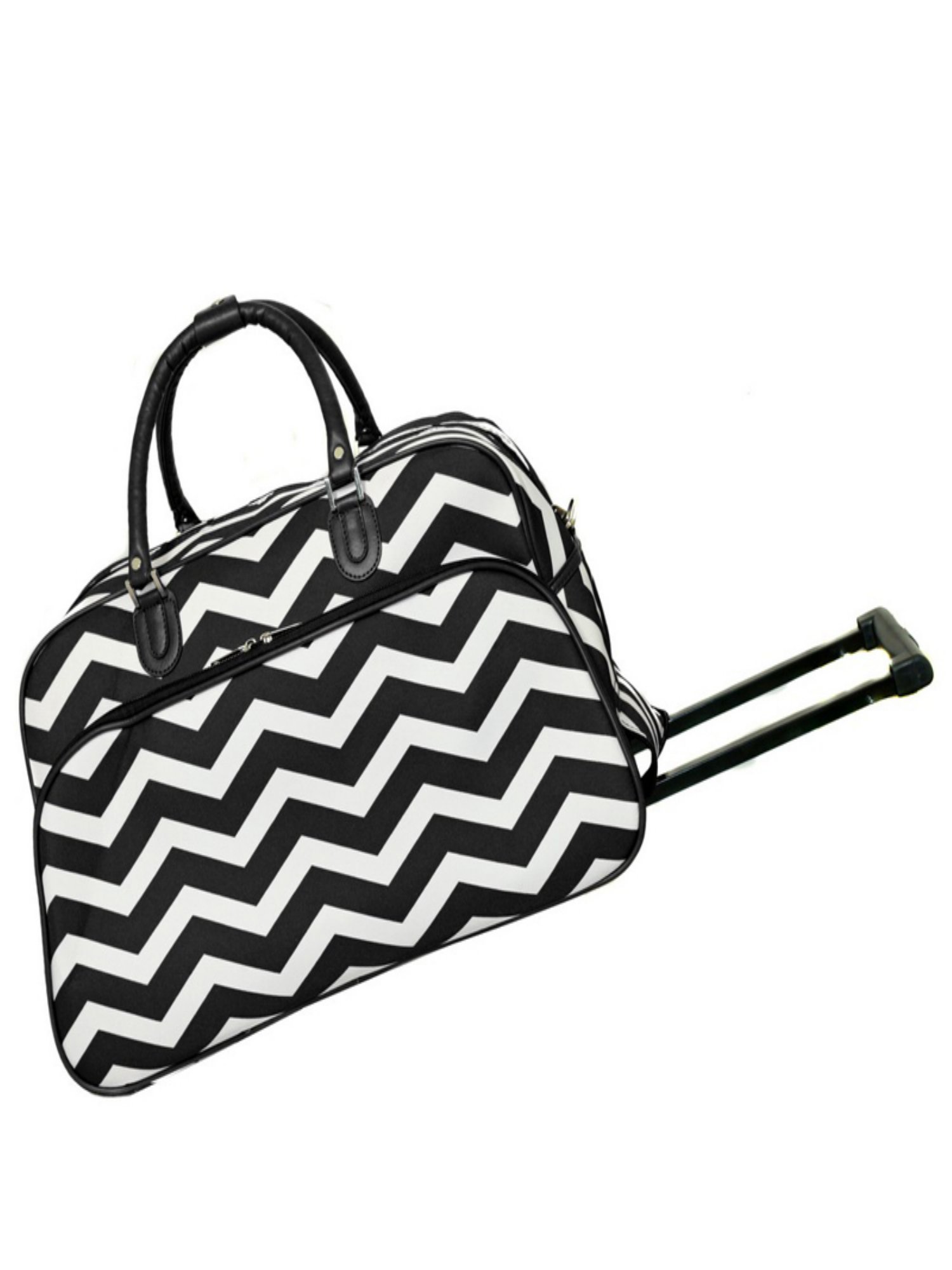 World Traveler 21Inch CarryOn Rolling Duffel Bag Black White Chevron