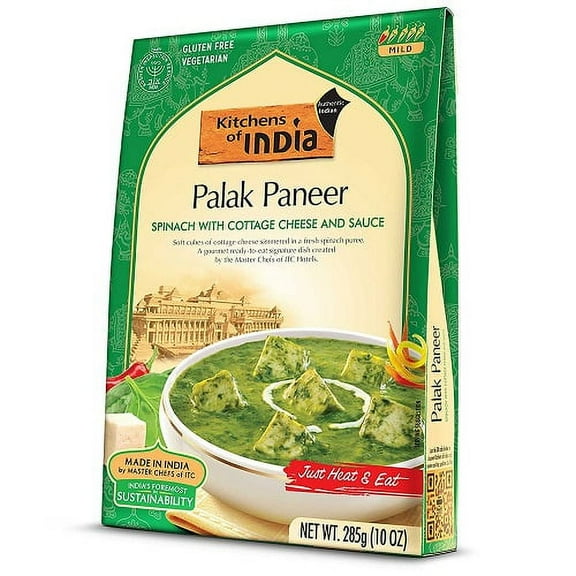Kitchens Of India Palak Paneer - Spinach With Cottage Cheese and Sauce -- 10 oz - 2 pc