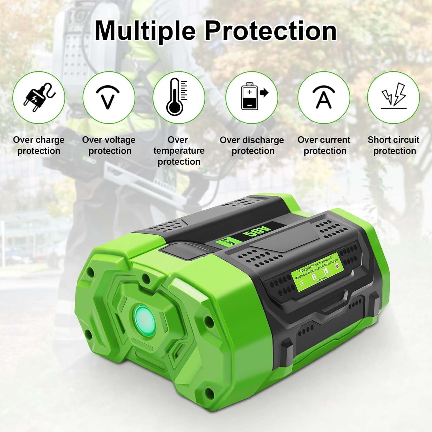 56V 5.0 Ah Lithium Ion Battery Replace for EGO Batteries Compatible with 56V Power Tools BA2800 BA2800T BA1400 BA1400T BA2242T BA4200