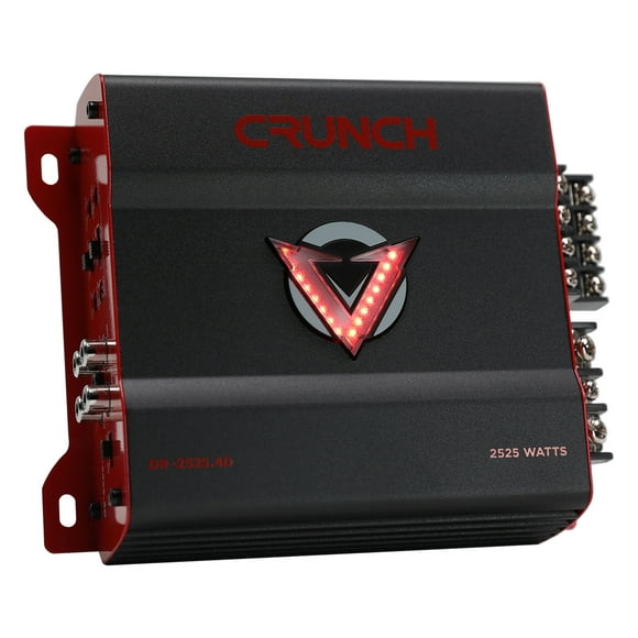 Crunch 2525W 4 Channel Subwoofer Car Audio Amp with Adjustable Crossovers and Bass Knob