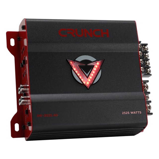 Crunch 2525W 4 Channel Subwoofer Car Audio Amp with Adjustable Crossovers and Bass Knob