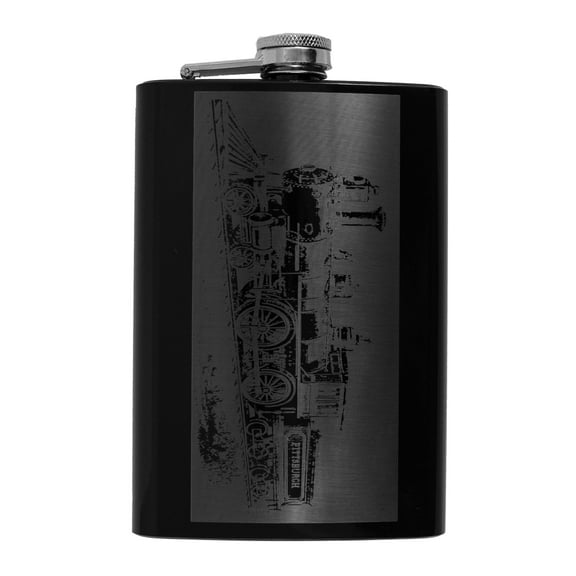 8oz BLACK Pittsburg Steam Locomotive Flask L1 Train Novelty