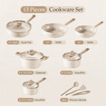 thumbnail image 2 of Carote Ceramic Nonstick Pots and Pans Set, 13 Pieces Non-Toxic Kitchen Cookware Sets Compatible for All Stoves, Taupe, 2 of 8