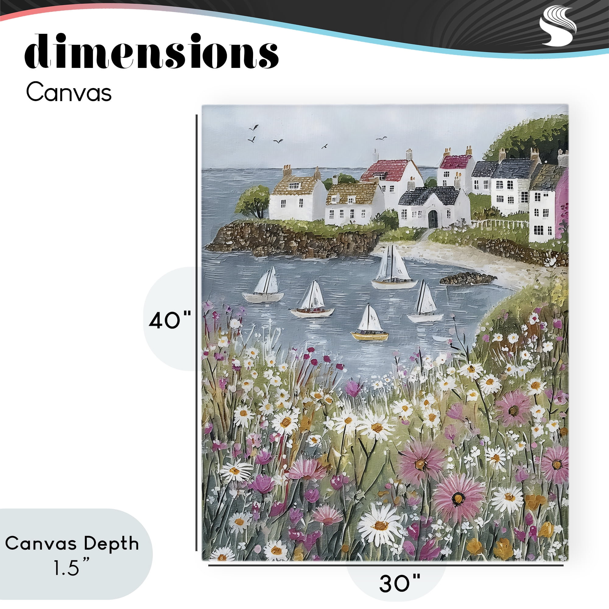 Stupell Industries Seaside Sailboats in Village Bay Canvas Wall Art, design by Riley B