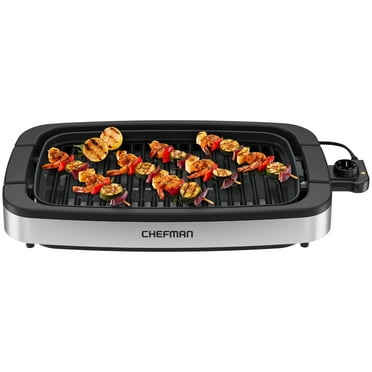 Chefman Smokeless Indoor Electric Grill w/ Adjustable Temperature Control, Table Top BBQ - Stainless Steel, New