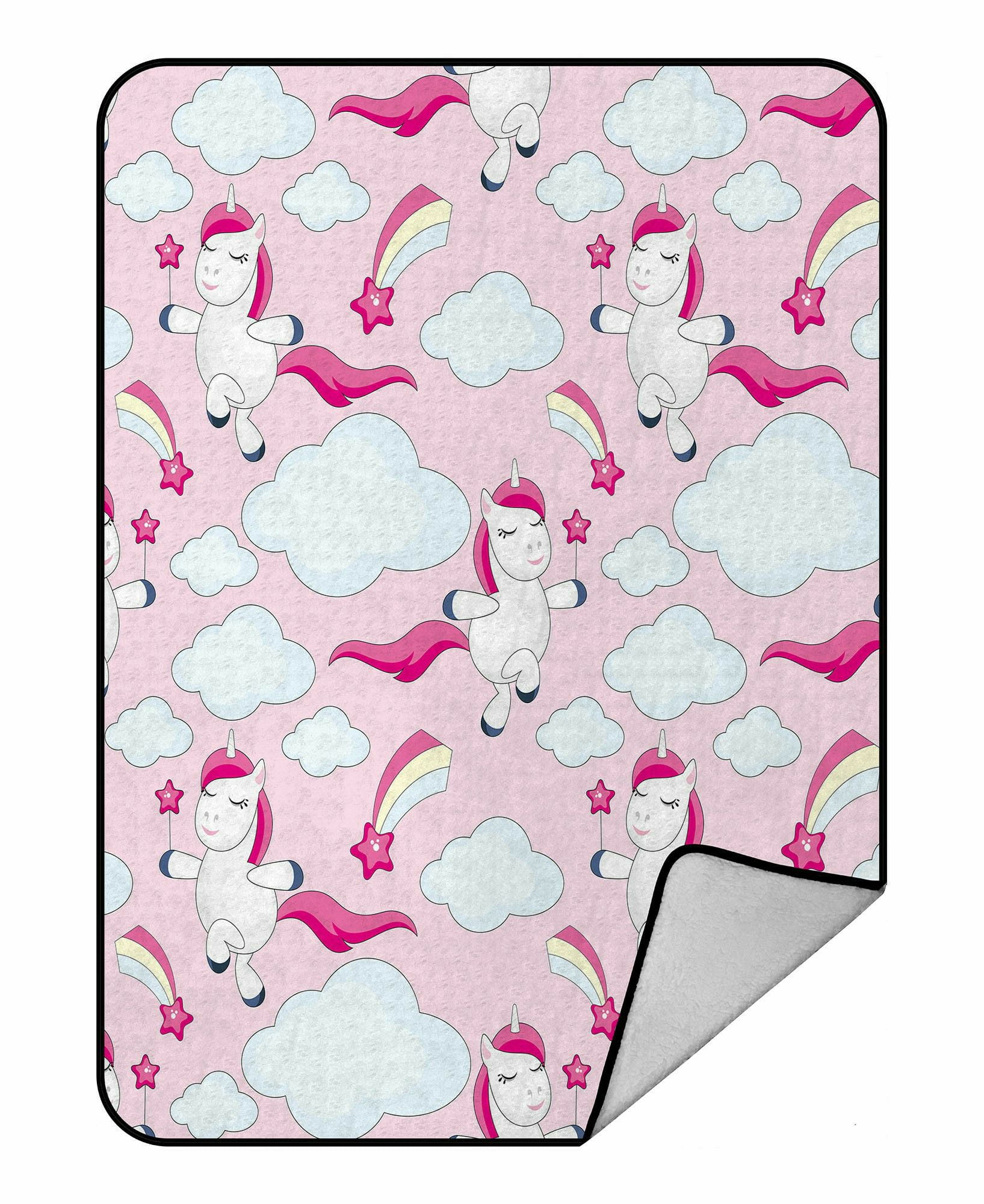 ECZJNT Fairy children cute unicorns Throw Blanket Fleece Blankets Plush